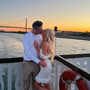 Verona off-shoulder lace overlay mini dress